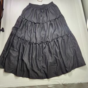 ⭐️SHEIN VCAY Black High Waisted Tiered Maxi Skirt – Size 1XL – Flowy Boho Style